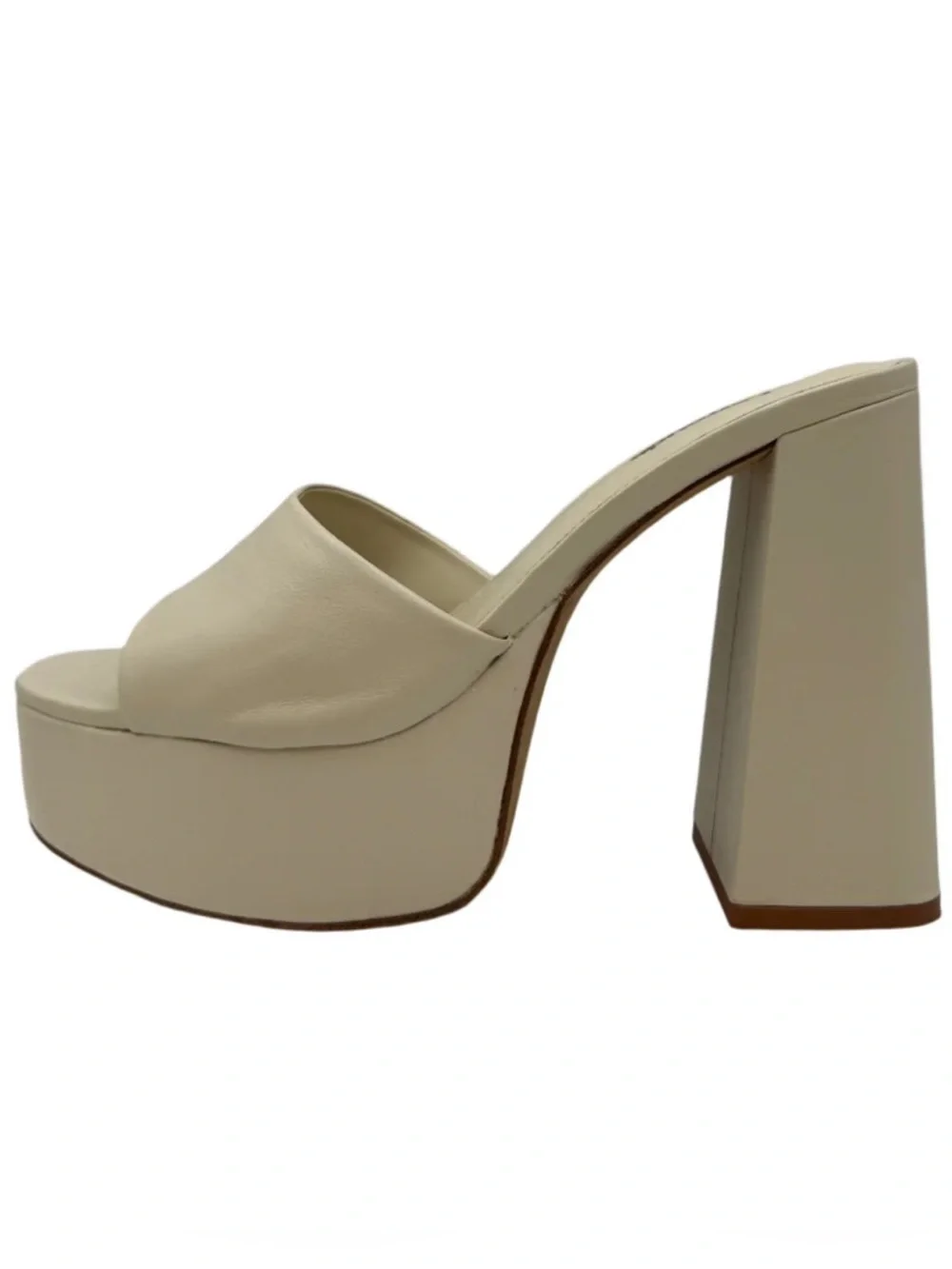 LARROUDE leather Platform Slide Sandal in Cream - 9 NEW
